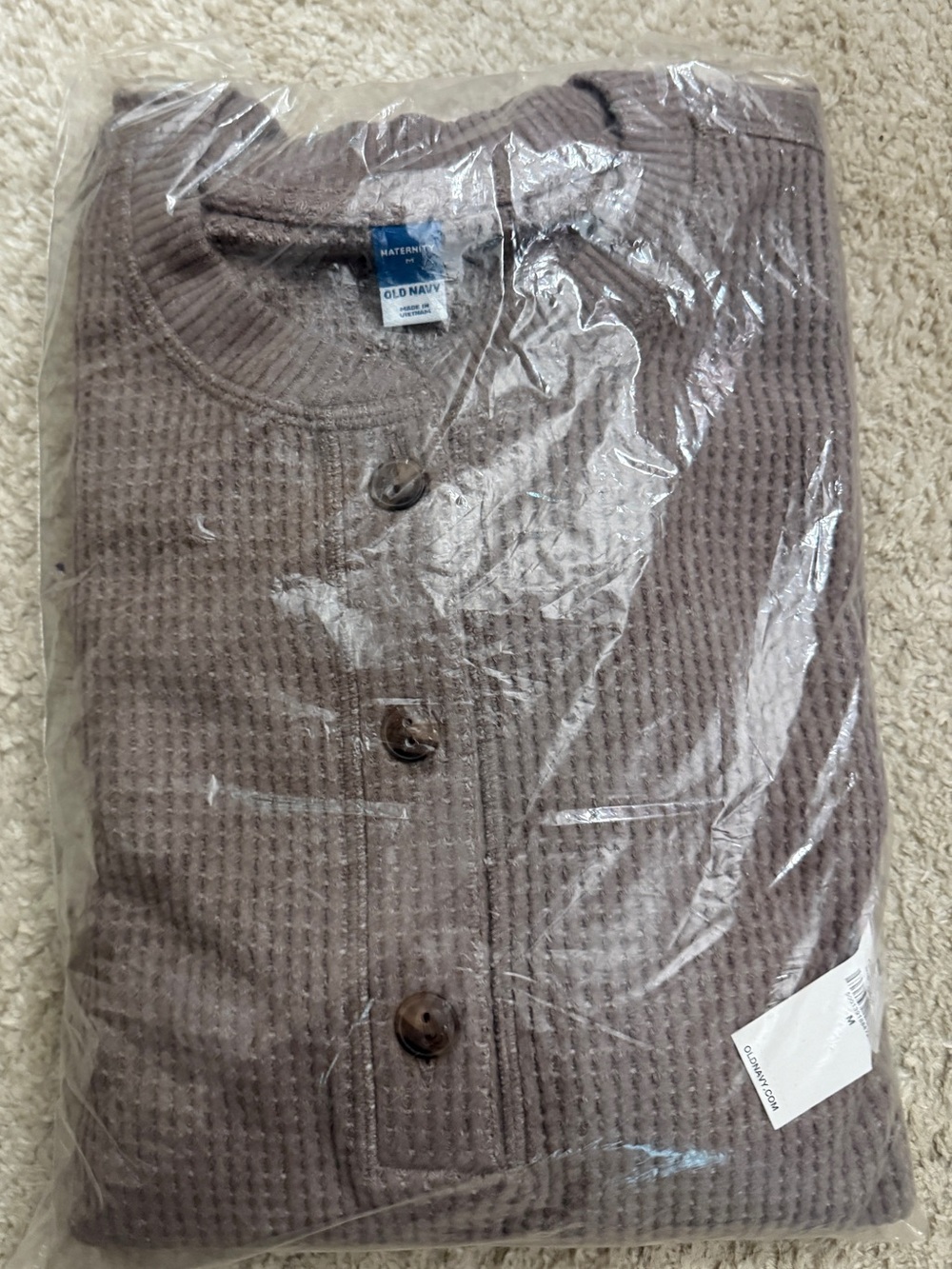 Old Navy Maternity Taupe Waffle-Knit Shirt